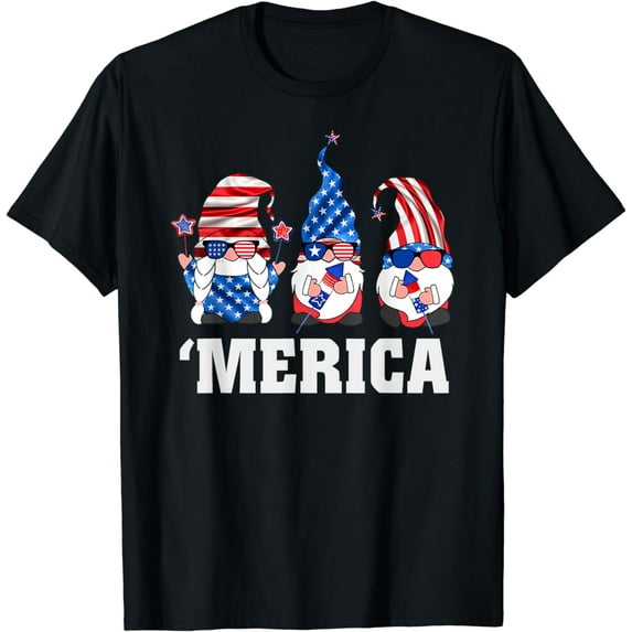 4th of JULY Shirt. GNOMES MERICA American Freedom USA Flag T-Shirt