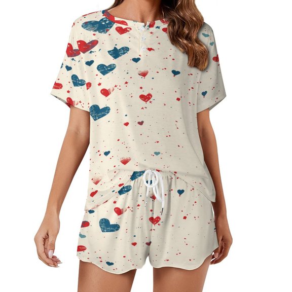 4th of July 2 Pack Women’s Pajama Set Print Sleepwear And Shorts Y2k Loungewear Sets S-5XL
