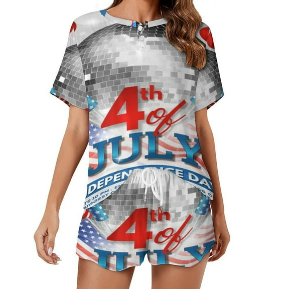 4th of July 2 Pack Women’s Pajama Set Print Sleepwear And Shorts Y2k Loungewear Sets S-5XL