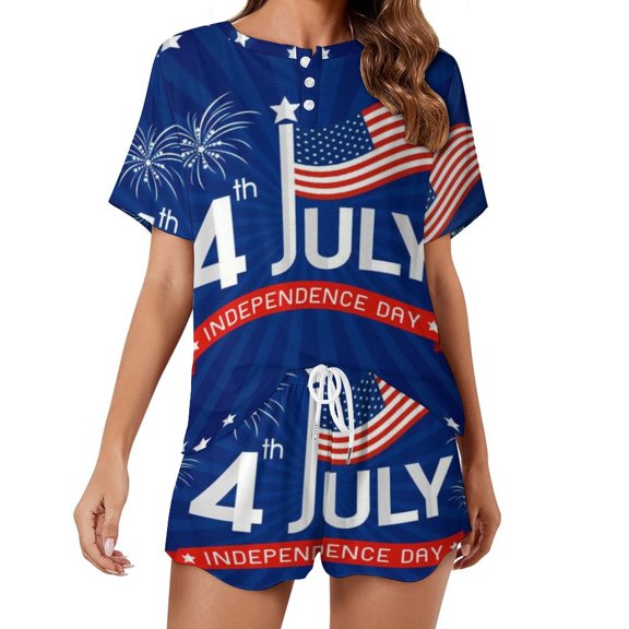 4th of July 2 Pack Women’s Pajama Set Print Sleepwear And Shorts Y2k Loungewear Sets S-5XL