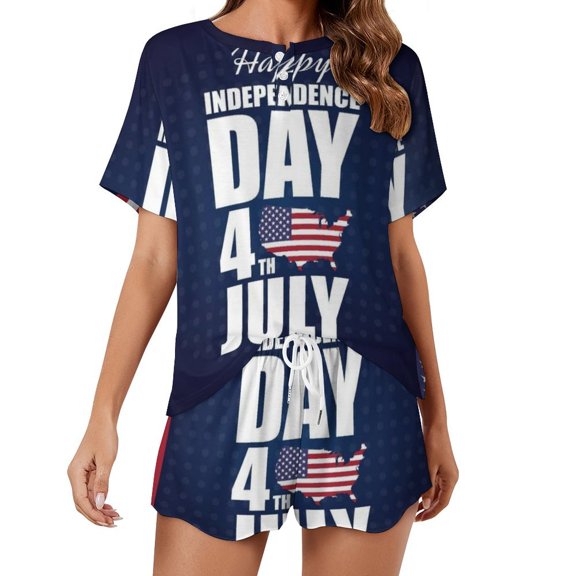4th of July 2 Pack Women’s Pajama Set Print Sleepwear And Shorts Y2k Loungewear Sets S-5XL