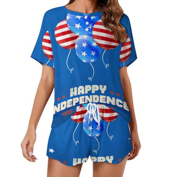 4th of July 2 Pack Women’s Pajama Set Print Sleepwear And Shorts Y2k Loungewear Sets S-5XL