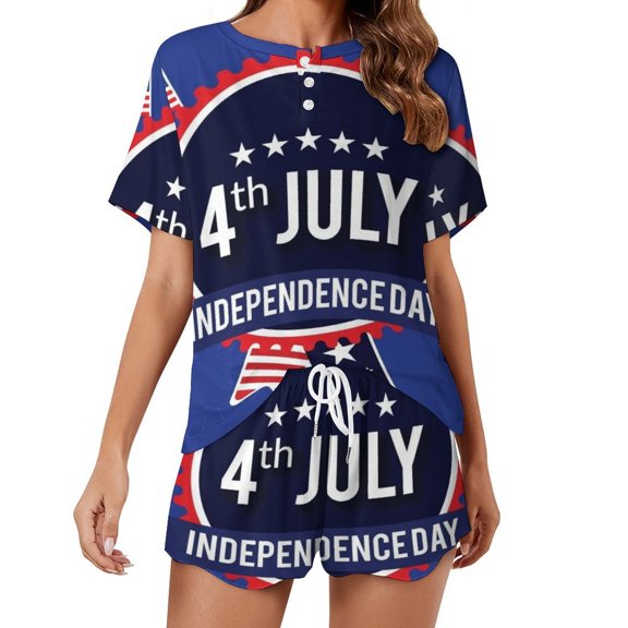 4th of July 2 Pack Women’s Pajama Set Print Sleepwear And Shorts Y2k Loungewear Sets S-5XL