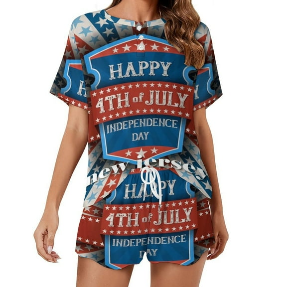 4th of July 2 Pack Women’s Pajama Set Print Sleepwear And Shorts Y2k Loungewear Sets S-5XL