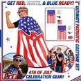 thumbnail image 1 of 4th of July Accessories Set, Independence Day Patriotic Cape with American Flag Sunglasses Headband and Stickers, 250th Anniversary Temporary Tattoos, 1 of 8