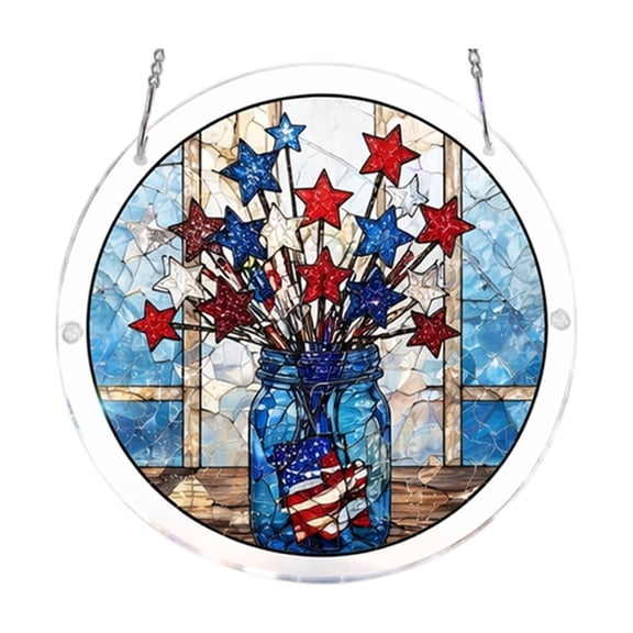 4th of July Acrylic Jigsaw Puzzle , Stained Glass Window Hanging, Acrylic Puzzle Window Hanging Suitable for Everyone