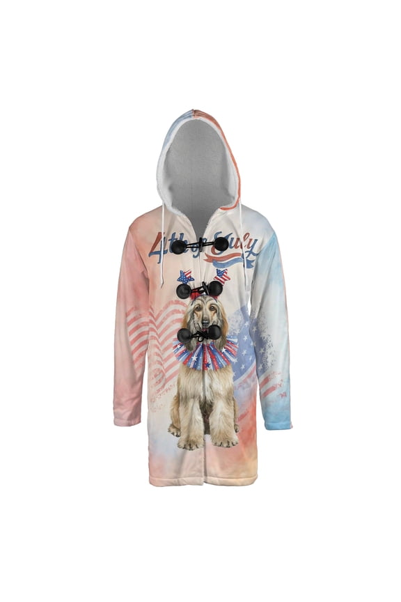 4th of July Afghan Hound Celebrates Independence Day All Over Print 3D Hooded Duffle Toggle Coat Dog Lover - 12010