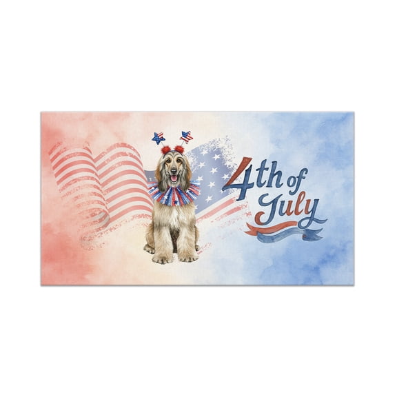 4th of July Afghan Hound Celebrates Independence Day Doormat Dog Lover Indoor Outdoor Welcome Mat - 12010