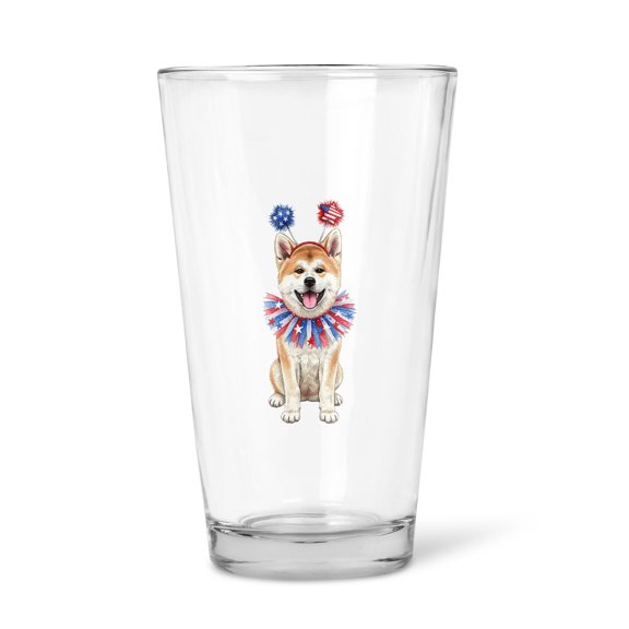 4th of July Akita Celebrates Independence Day 16oz Pint Beer Glass Mug Inu Dog Lover Beer Glasses Cup - 12010