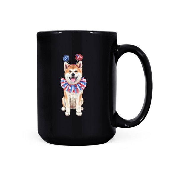 4th of July Akita Celebrates Independence Day Mug Inu Dog Lover Coffee Tea Cup - 12010
