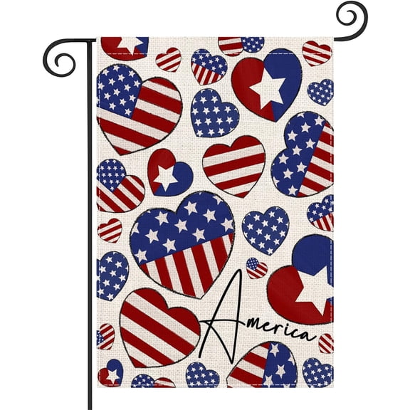 4th of July America Garden Flag 12.5x18 Double Sided Outside Independence Day Patriotic American Stars and Stripes Yard Outdoor Decoration