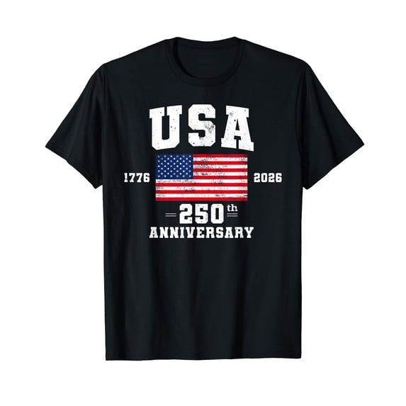 4th of July America US Flag Patriotic 250th Anniversary USA T-Shirt