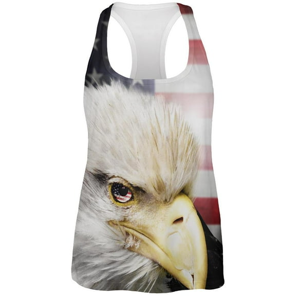 4th of July American Bald Eagle Eye Flag All Over Womens Work Out Tank Top Multi SM
