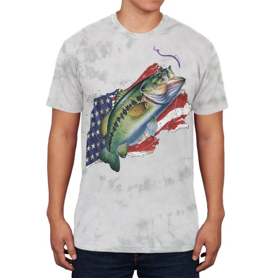 4th of july american fisherman bass mens soft t shirt