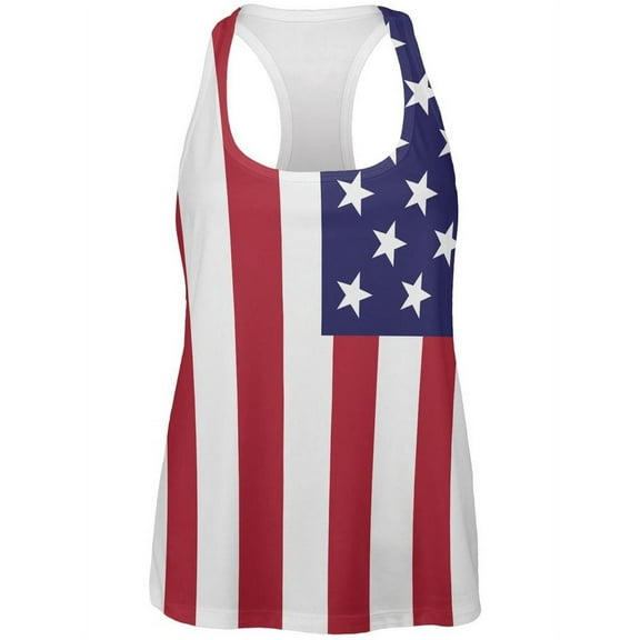 4th of July American Flag All Over Womens Work Out Tank Top - 2X-Large
