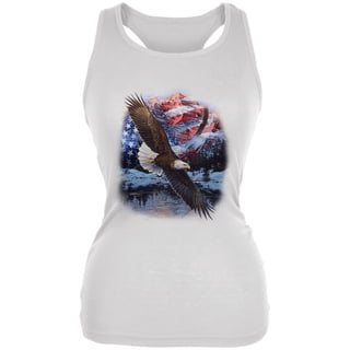 4th of July American Flag Bald Eagle Women's Juniors Tank Top