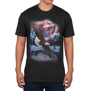 4th of July American Flag Bald Eagle Mens Soft T Shirt