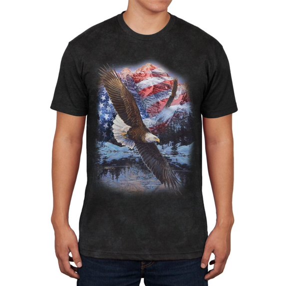 4th of July American Flag Bald Eagle Mens Soft T Shirt
