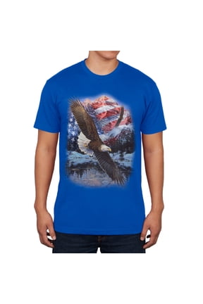 4th of July American Flag Bald Eagle Mens Soft T Shirt