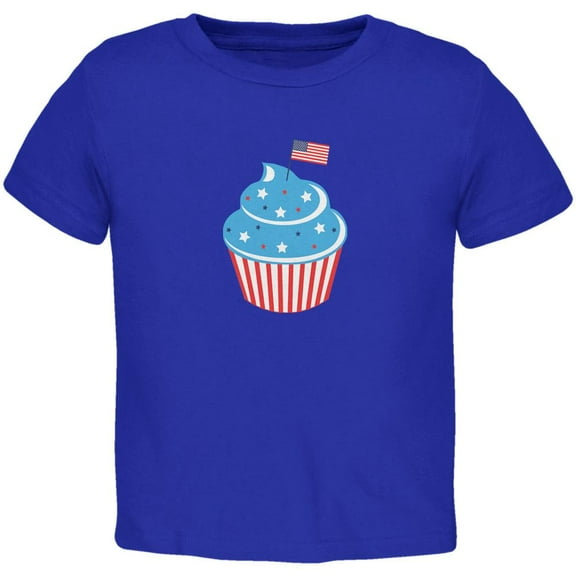 4th of July American Flag Cupcake Royal Toddler T-Shirt - 3T