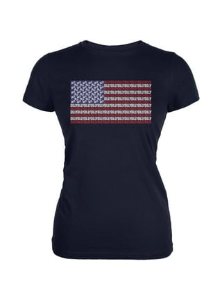 4th of July American Flag Dilly Dilly Juniors Soft T Shirt Navy LG