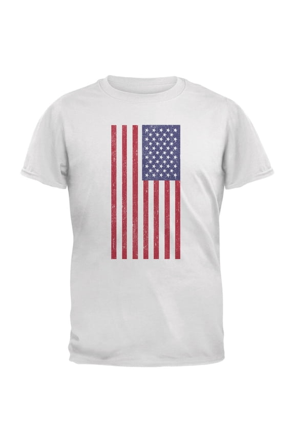 4th of July American Flag Distressed DTG White Youth T-Shirt - Youth X-Large