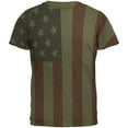 thumbnail image 1 of 4th of July American Flag Distressed Men's Soft T-Shirt Military Green LG, 1 of 2