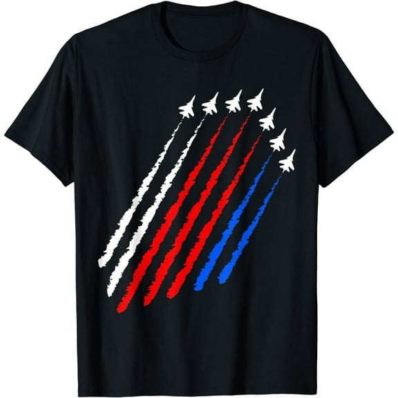 4th of July American Flag Jets Design Gift Independence Day T-Shirt