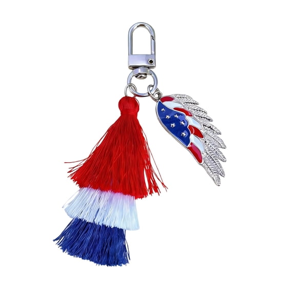 4th of July American Flag Keychain for Women USA Flag Patriotic Souvenir Accessories 1776-2026 Commemorative Gifts Red White Blue Key Chain for Purse