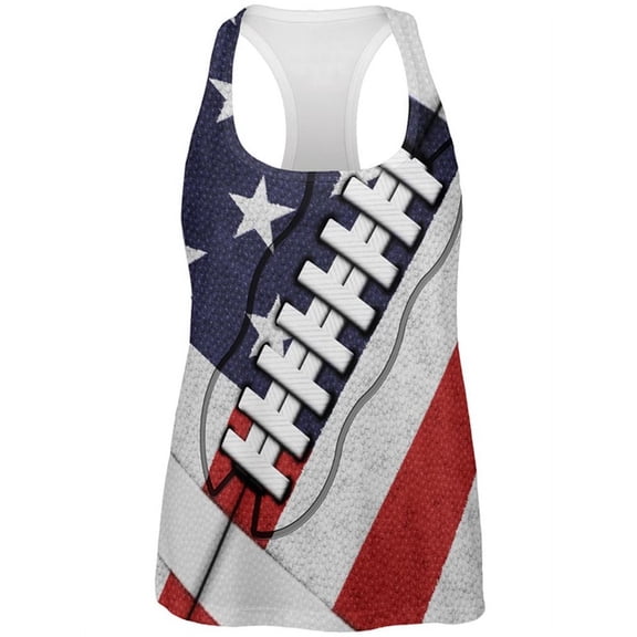 4th of July American Flag Patriot Football All Over Womens Work Out Tank Top Multi LG