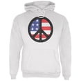 thumbnail image 1 of 4th of July American Flag Peace Sign Distressed Halftone Mens Hoodie White MD, 1 of 1
