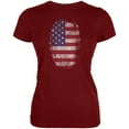 thumbnail image 1 of 4th of July American Flag Pride Thumbprint Juniors Soft T Shirt Garnet Red SM, 1 of 1