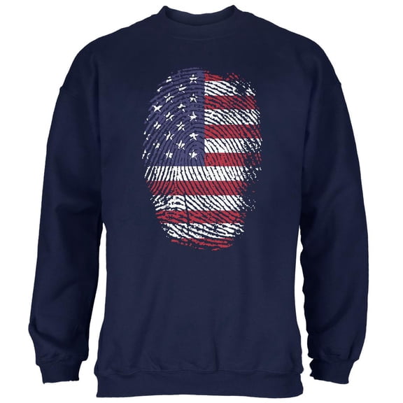4th of July American Flag Pride Thumbprint Mens Sweatshirt Navy SM