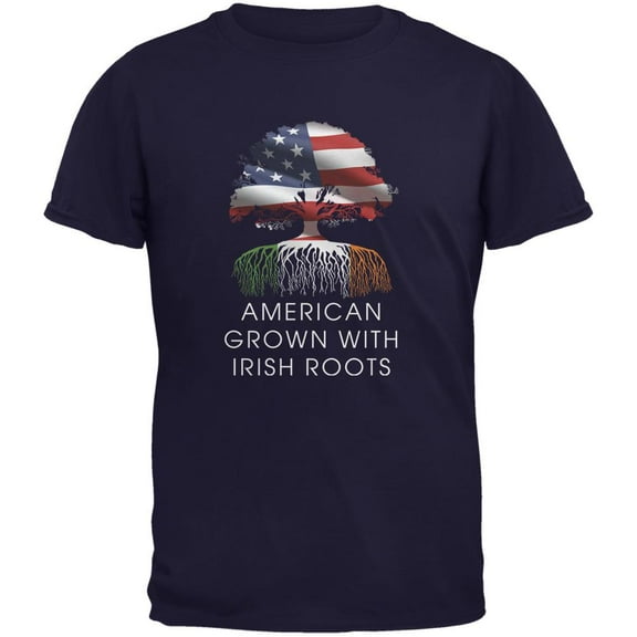 4th of July American Roots Navy Adult T-Shirt - Large