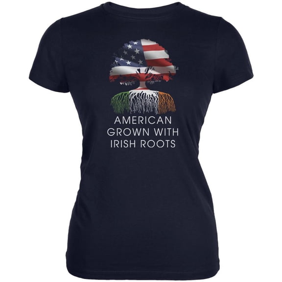 4th of July American Roots Navy Juniors Soft T-Shirt - X-Large