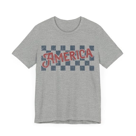 4th of July American Shirt Cute Checkered Retro Patriotic Graphic Tee