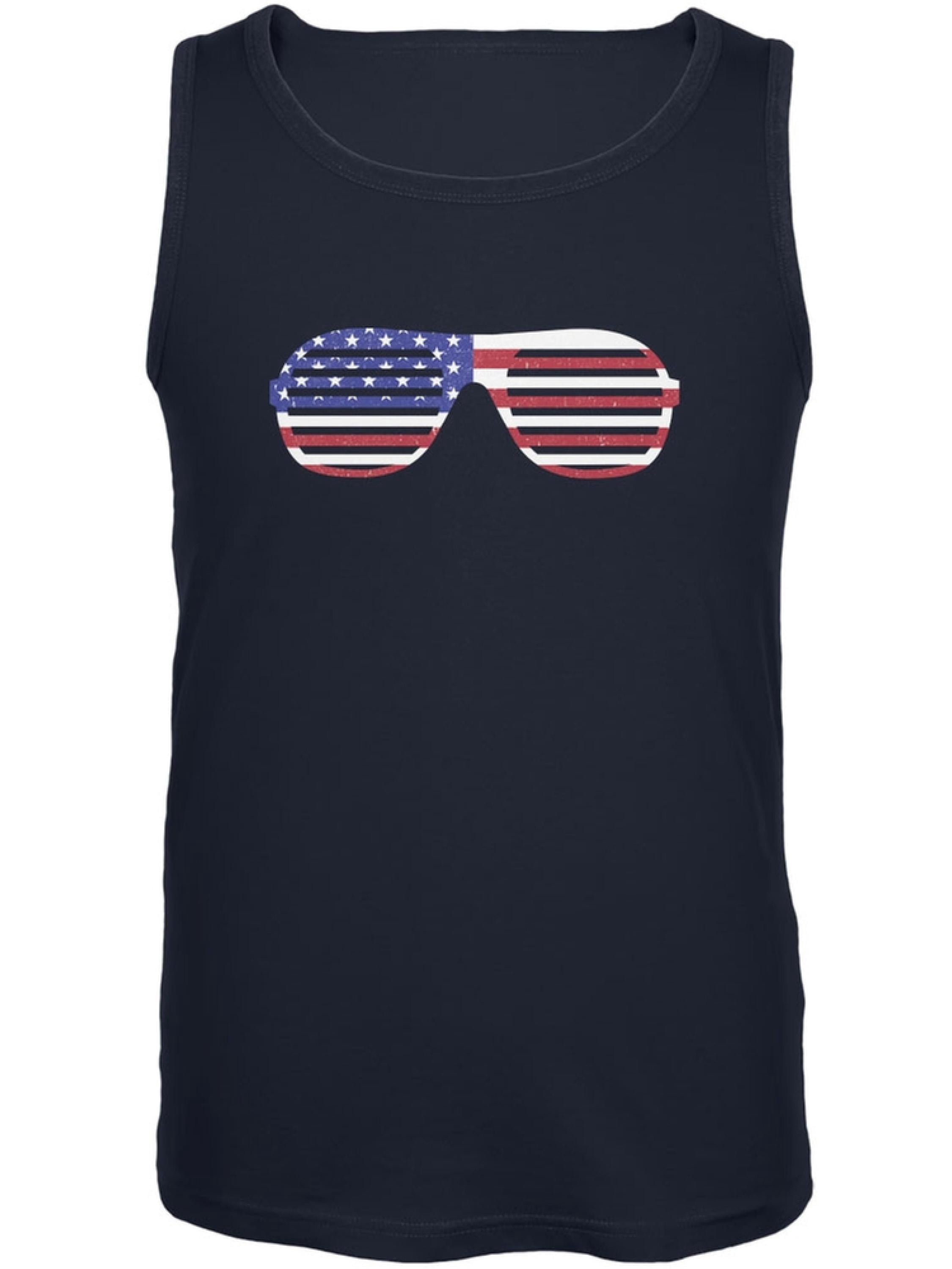 4th of July American Shutter Shades Navy Adult Tank Top - Small ...