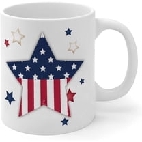 4th of July American Star Mug 11oz Red Navy Blue Personalised Coffee Cups Birthday Mugs for Mom Sister BFF Ceramic White