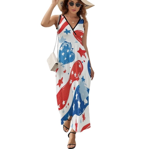 4th of July Art Sleeveless Dress Women's Summer Suit Dresses for Women 2025 Luxury Party Dress