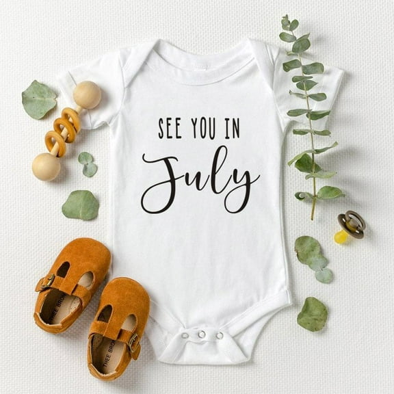 4th of July Baby Bodysuit, "July Baby" Patriotic Pregnancy Announcement Onesie, 100% Cotton Newborn Holiday Outfit