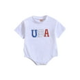 thumbnail image 1 of 4th of July Baby Boy Girl Clothes USA Short Sleeve Romper Letter Print Newborn Bodysuit Independence Day Baby Jumpsuit, 1 of 9