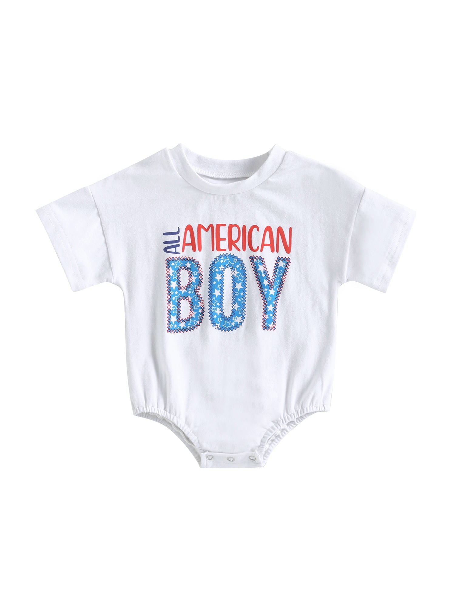 4th of July Baby Boy Girl Outfit American Flag T Shirt Bubble Romper