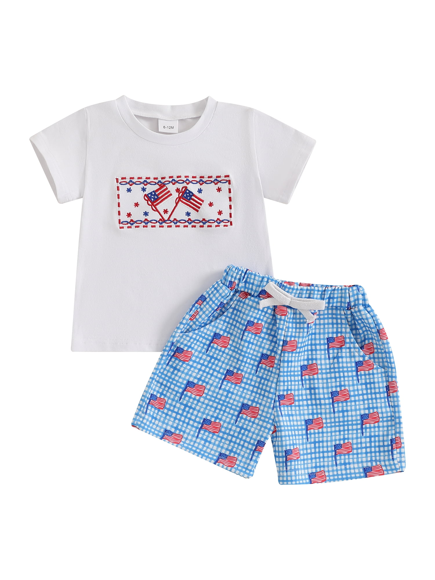 Summer Baby Kids Cartoon Truck Pattern T-shirt and Plaid Shorts Color Patchwork Clothing Set for Boys
