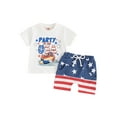 thumbnail image 1 of 4th of July Baby Boy Outfit Letter Print T Shirt Top American Flag Print Shorts Independence Day Clothes Set, 1 of 9