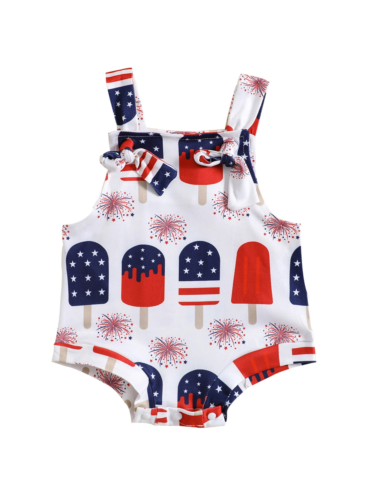 4th of July Baby Girl Outfits Adjustable Shoulder Strap Romper American