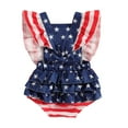 thumbnail image 1 of 4th of July Baby Girls Rompers Stripe Stars Print Ruffles Fly Sleeve Infant Bodysuits Summer Jumpsuits, 1 of 10