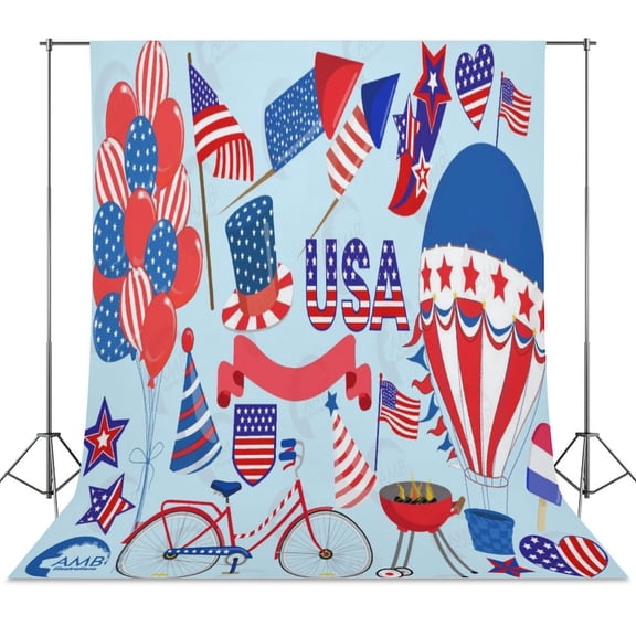 4th of July Backdrop Background for Photography Photo Booth Backdrop for Photoshoot Background Screen Video Recording Parties Curtain