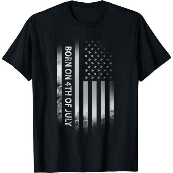 4th of July Birthday American Flag Born on the Fourth Tee