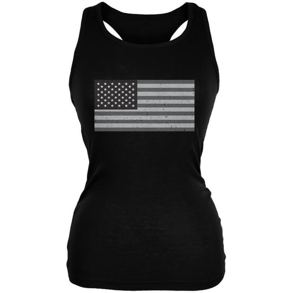 4th of July Black Flag American Black Juniors Soft Tank Top - 2X-Large