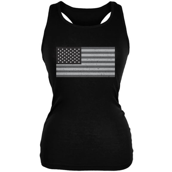 4th of July Black Flag American Black Juniors Soft Tank Top - Small